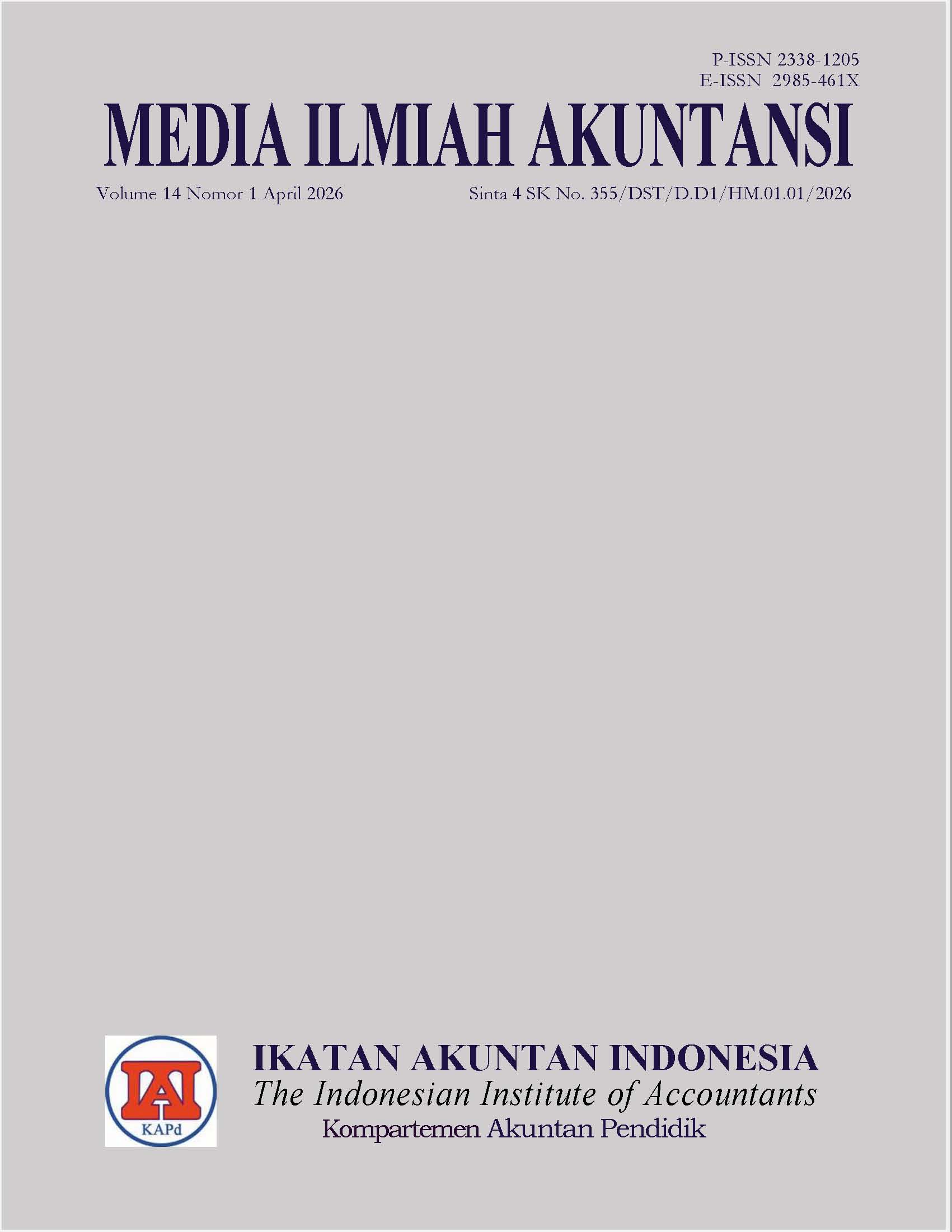					View Vol. 14 No. 1 (2026): Media Ilmiah Akuntansi (In Progress)
				